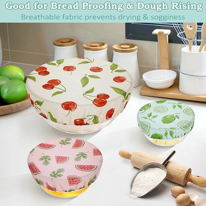 5-Size Reusable Beeswax Bowl Covers for Bread Proofing, Cotton Cloth Flexible Beeswax Wraps for Food Storage(Colored Fruit) - Image 4
