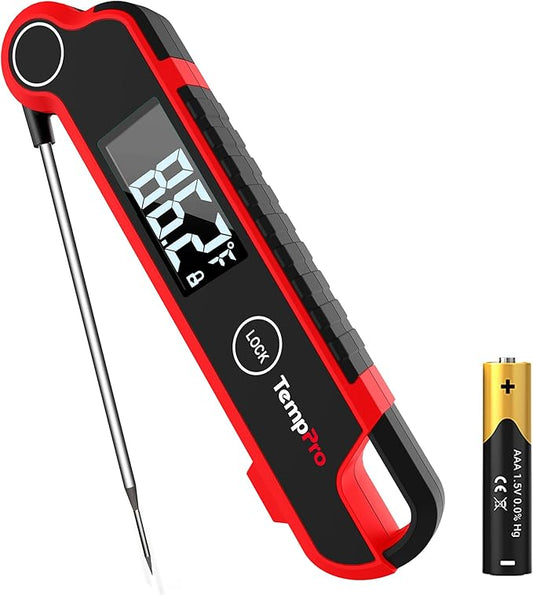 TempPro TP620 Instant Read Meat Thermometer Digital, Cooking Thermometer with Large Auto-Rotating LCD Display, Waterproof Food Thermometer Digital for Kitchen, BBQ, or Grill (Previously ThermoPro) by TempPro