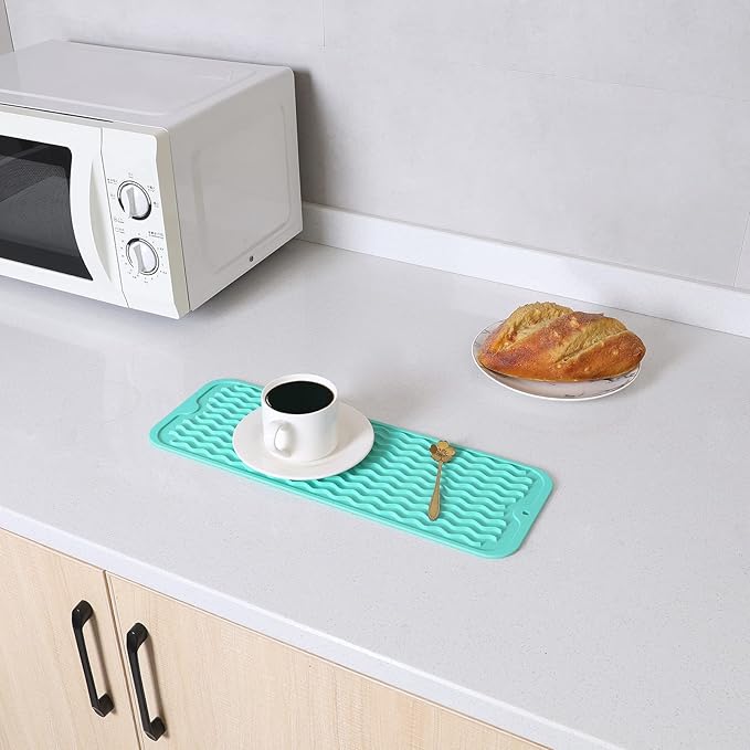 MicoYang Silicone Dish Drying Mat for Multiple Usage,Easy clean,Eco-friendly,Heat-resistant Silicone Mat for Kitchen Counter,Sink,Bar,Bottle,or Cup Mint M 17 inches x 6 inches - Image 6