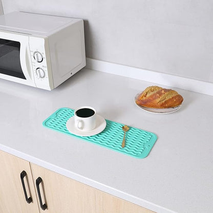 MicoYang Silicone Dish Drying Mat for Multiple Usage,Easy clean,Eco-friendly,Heat-resistant Silicone Mat for Kitchen Counter,Sink,Bar,Bottle,or Cup Mint M 17 inches x 6 inches - Image 6