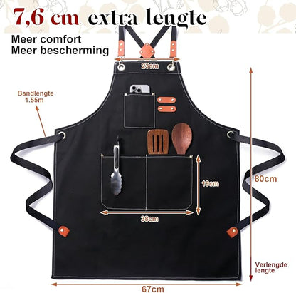 Plus Size Kitchen Apron for Men Women, Cross Back Cotton Canvas Chef Apron - Image 5
