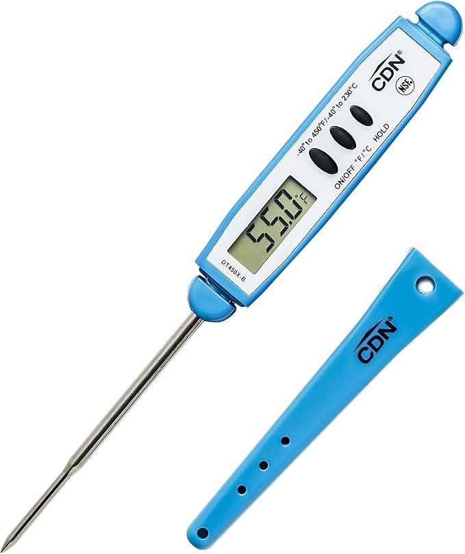 CDN ProAccurate® Instant Read Digital Pocket Thermometer for Meat, Cooking with 2.5mm Reduced Tip, Stainless Steel Stem, Fast Accurate Readings (DT450X) by CDN-ComponentDesignNorthwestInc