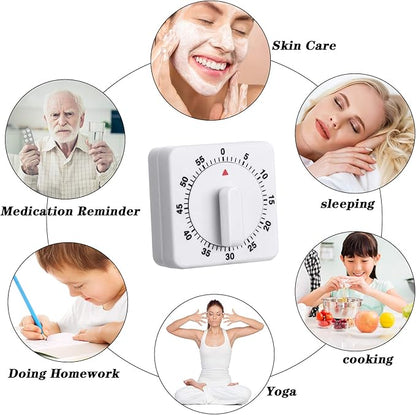 Weewooday 2 Pieces 60 Minute Visual Kitchen Timer Hour Mini Countdown Mechanical Timer Loud Voice for Kitchen, Homework, Exercise - Image 2