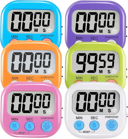 6 Pack Multi-Function Electronic Timer - Magnetic Digital Timers Big LCD Display The Loud/Silent Switch Countdown Timer Extensively Use in Break Time, Cooking,Gym, Meeting, Classroom by Unknown