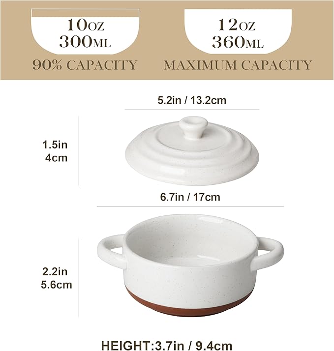 MALACASA Mini Cocotte Set - 12 OZ Small Casserole Dishes for Oven with Lids and Handles, Ramekins Oven Safe, Ceramic Mini Dutch Oven Set of 4, Microwave & Dishwasher Safe, Multicolor, Series TARA - Image 2