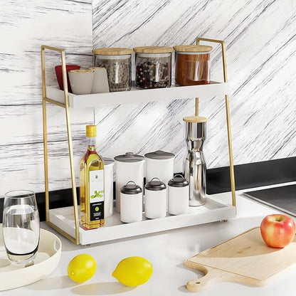 Coffee Bar Organizer for Countertop, Multifunctional Coffee Station Organizer for Accessories Storage, 2 Tier Wooden Shelf for Coffeebar, Countertop, Corner - Image 6