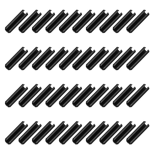 MECCANIXITY 120Pcs Slotted Split Roll Pins 3/25 Inch(3mm) Dia. 1/2 Inch(14mm) Length 65Mn Steel Spring Tension Expansion Dowels for Secure Fastening, Black