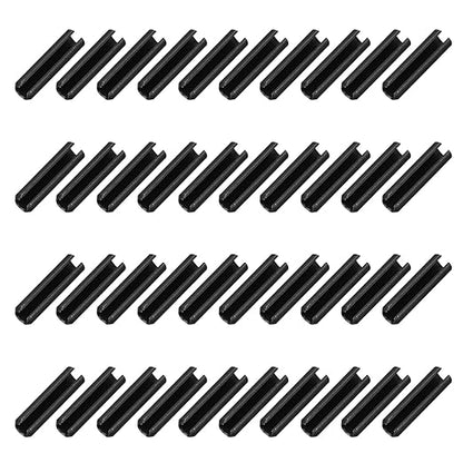 MECCANIXITY 120Pcs Slotted Split Roll Pins 3/25 Inch(3mm) Dia. 1/2 Inch(14mm) Length 65Mn Steel Spring Tension Expansion Dowels for Secure Fastening, Black