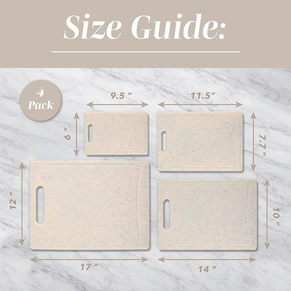 COOK WITH COLOR Non-Slip Cutting Board Set – Kitchen Essentials with Easy Grip Handle for Meat, Veggies, and Fruits, 4 Cutting Boards, White - Image 5