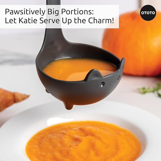 OTOTO Katie Cat Soup Ladle - Halloween Gifts Black Cat, Gothic Gifts, Gifts for Cat Lovers - Spooky Cat Gift, Cute Kitchen Accessories, Fun Gifts (Katie Cat, Black) - Image 2