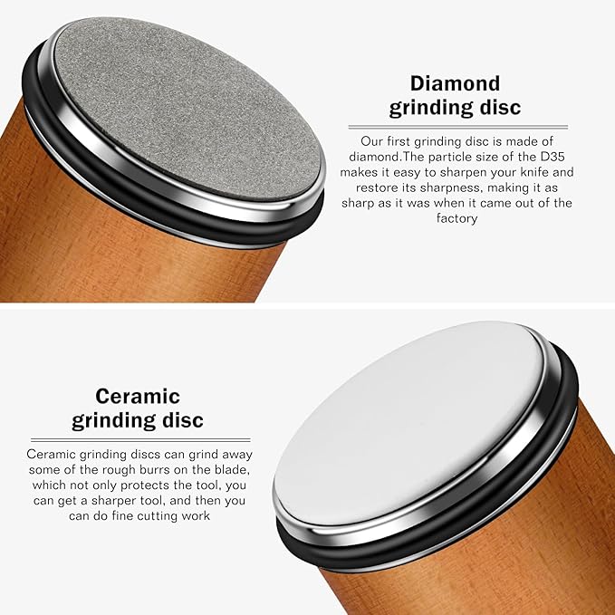 AIERLIAN Knife Sharpener Tool, Rolling Knife Sharpener Kit, Knife Sharpening with Diamonds and Ceramic for Steel of Any Hardness, Kitchen knife Sharpener with 15 & 20 Degree Magnetic Angle(Brown) - Image 3