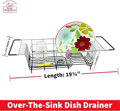 Better Houseware Over Sink Dish Drying Rack Space-Saving Dish Rack for Kitchen Counter Stainless Steel 19.25 x 8.25 x 4.5 - Image 6