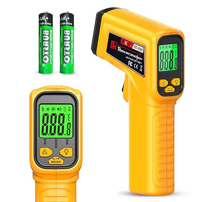 FKM Infrared Thermometer Gun Non-Contact Laser Temperature Gun,-58°F~986°F,AdjustableEmissivity,Digital IR Thermometer Gun for Cooking,Griddle,Pizza Oven,BBQ,HVAC,Automotive,Industrial,Not for Human