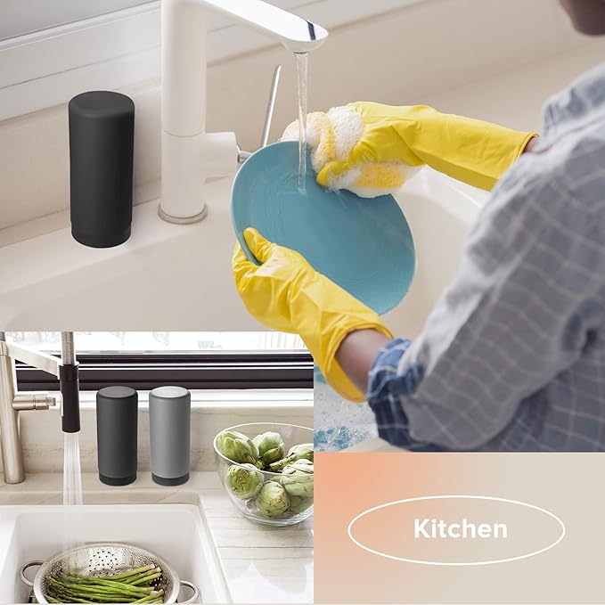 ElmRidge Dish Soap Silicone Dispenser for Kitchen Sink,Squeeze Washing Up Liquid and Hand Soap,Round refillable Silicone Bottles,Easy to Fill and to use, 8.5 oz,Black 2.4 x 2.4 x 5.5 inches (Black) - Image 7