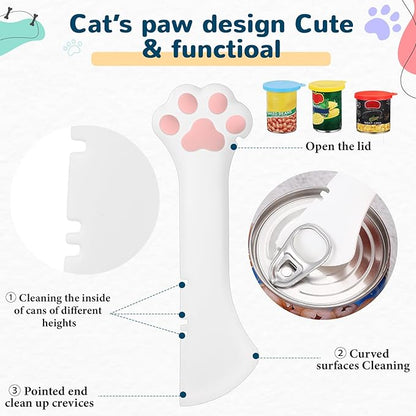 Uiifan Cat Food Lid Cat Food Can Covers Lids 8 Pcs Pet Can Supplies Set 5 Silicone Wet Kitten Foodstuff Tin Covers Lids 2 Silicone Dog Spoons 1 Paw Shape Multifunctional Opener for Pets(Multicolor)