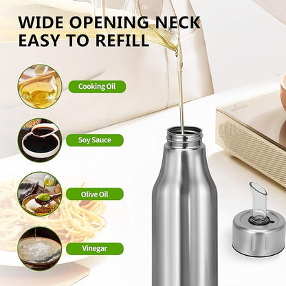 Stainless Steel Oil Dispenser Bottle - 750ML Leak-Proof Oil Container for Kitchen, Olive Oil & Cooking Liquids-26OZ - Image 5