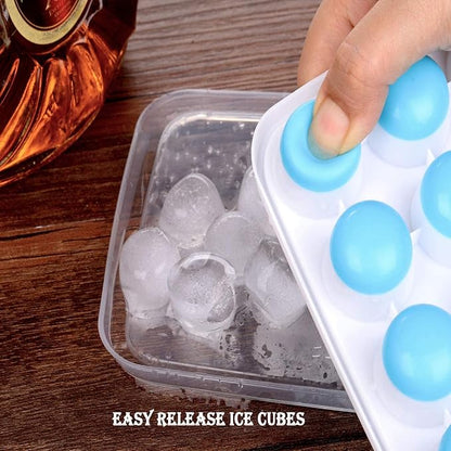 Ice Cube Trays Easy Release-Odor free,Spill Resistant Lid Included,2 Pack, Small Size, Stackable 42 Cubes,Silicone(Blue)