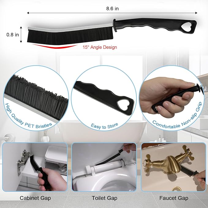 9 Pack Crevice Cleaning Brush Set, Hard Bristle Detail Brush Set for Deep Cleaning Kitchen, Bathroom, Grout, Sink, Bottle, Blender, Corners, Tight Spaces - Image 3