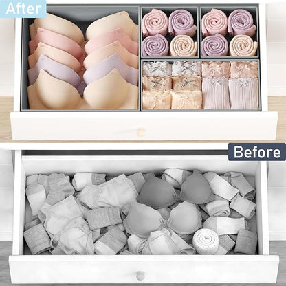 DIMJ Drawer Organizer Clothes, 26Pack Dresser Organizer, Foldable Closet Organizers and Storage, Fabric Dresser Bins, Drawer Dividers for Nursery, Baby Clothes, Underwears, Sock,Gray - Image 6
