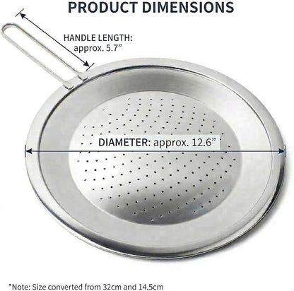 Stainless Steel Splatter Screen Lid, Oil Splash Guard with Steam Vent Holes, Long Handle, Frying Pan Cover, 12.6 in (32 cm) - 1ea - Image 4