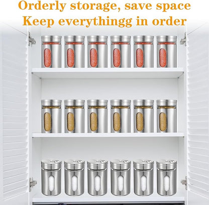 24 Pcs Stainless Steel Spice Jars with Shaker Lids, Seasoning Jars with Adjustable Pour Holes and Glass Window, Empty Spice Bottles for Kitchen Salt Pepper Sugar Seasonings (3.4oz) - Image 6