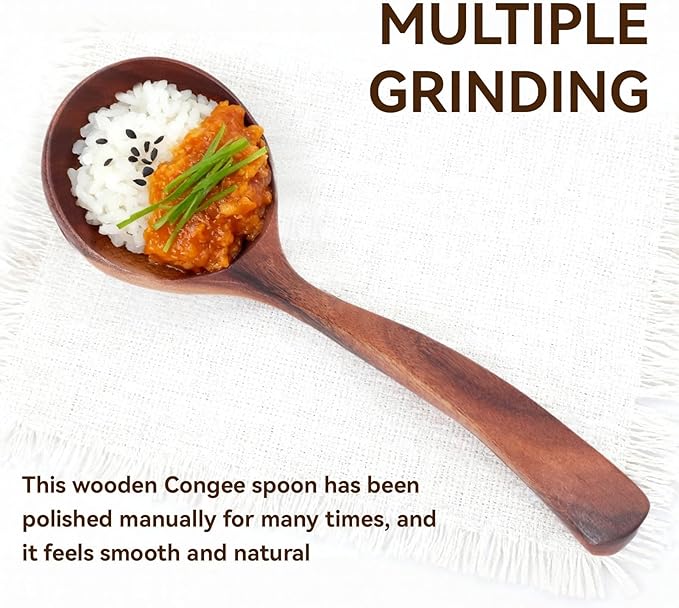 Wooden Ladle, 7.87inch Soup Ladle Wooden Serving Spoon Soup Spoon Ladle for Cooking, Serving and Stirring Kitchen Ladles for Stew Sauces (S) - Image 5