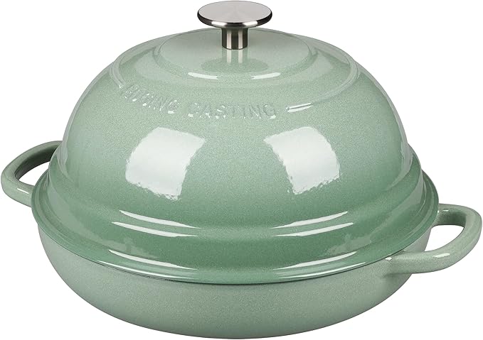 EDGING CASTING Enameled Cast Iron Dutch Oven Pot with Lid, Round Bread Oven for Homemade Sourdough Bread Baking, 6 Quart, Sage Green - Image 3