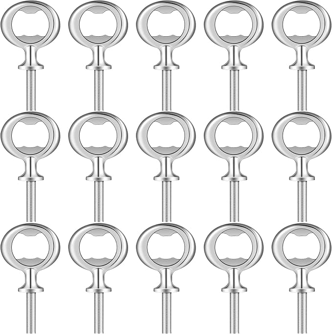 Cunhill 15 Pcs Metal Bottle Opener Blank Bulk Bottle Opener Inserts Parts Pieces Kit for Wood Craft DIY Project Turning Threaded Beer Hardware Turning Wedding Wine Party Ot Month (Silver) by Cunhill