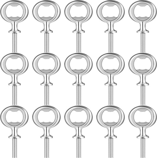 Cunhill 15 Pcs Metal Bottle Opener Blank Bulk Bottle Opener Inserts Parts Pieces Kit for Wood Craft DIY Project Turning Threaded Beer Hardware Turning Wedding Wine Party Ot Month (Silver) by Cunhill