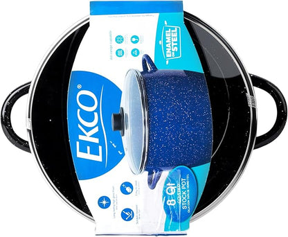 EKCO EOS 8-Quart Speckled Stockpot with Glass Lid (Black) Soup Pot for All Ranges, Dishwasher & Oven Safe up to 350°F - Non-Reactive Enameled Interior Pot for Gumbo, Stew, Boil, Pasta, Chili - Image 10