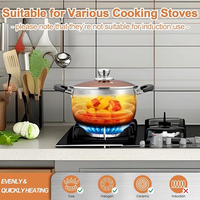 TeamFar Stock Pot 4qt, Stainless Steel Stock Soup Pasta Pot with Lid, Double Heatproof Handles, Non Toxic & Healthy, Easy Clean & Dishwasher Safe - Image 4