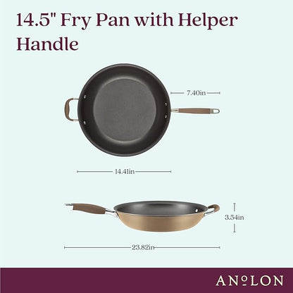 Anolon Advanced Home Hard Anodized Nonstick Frying Pan, 14.5 Inch – Large Skillet with Helper Handle, 14 Inch Nonstick Frying Pan, Durable Cookware - Bronze - Image 2