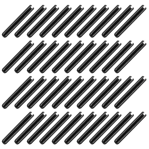 MECCANIXITY 120Pcs Slotted Split Roll Pins 1/10 Inch(2.5mm) Dia. 1 Inch(25mm) Length 65Mn Steel Spring Tension Expansion Dowels for Secure Fastening, Black
