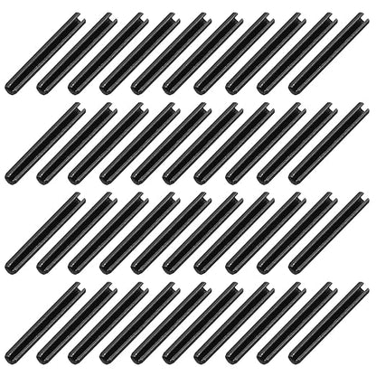 MECCANIXITY 120Pcs Slotted Split Roll Pins 1/10 Inch(2.5mm) Dia. 1 Inch(25mm) Length 65Mn Steel Spring Tension Expansion Dowels for Secure Fastening, Black