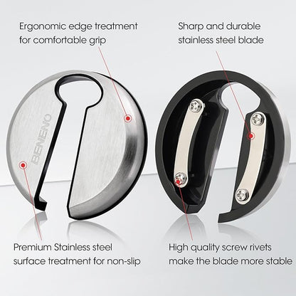 Beneno Wine Opener with Stainless Steel Wine Foil Cutter - Bottle Top Seal Cutter, Zinc Alloy Premium Wing Corkscrew with Multifunctional Bottles Opener, Midnight Black - Image 3