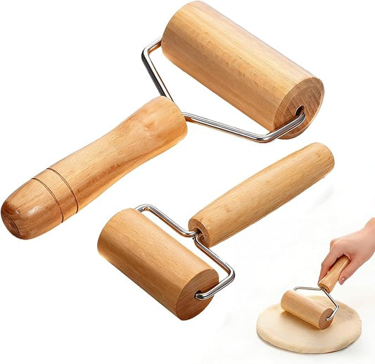 2 Pack Small Rolling Pin Wooden Dough Roller Pizza French Mini Baking roller Set for Cooking Pastry Bread Cookie Dumpling Tortilla Christmas DIY Bake Home Kitchen Utensils Professional