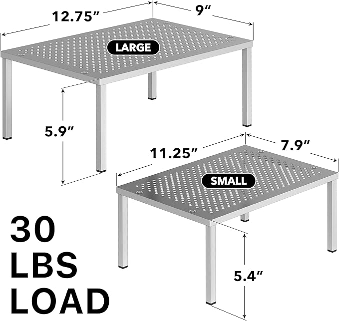 Simple Houseware Expandable Stackable Cabinet and Counter Shelf Organizer with Steel Surface, 9" D x 12.75" W x 5.9" H, Silver - Image 3