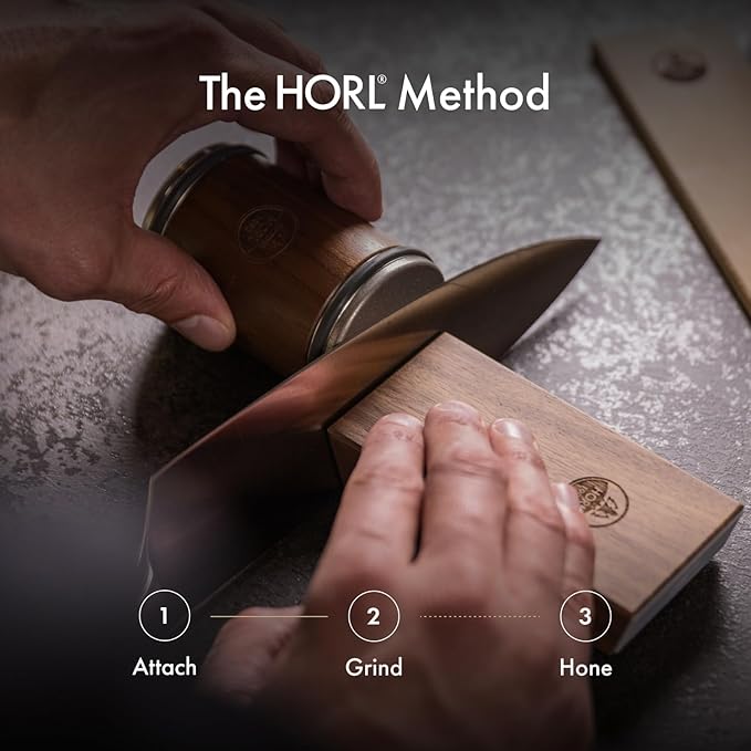 HORL 2 Walnut Rolling Knife Sharpener - Kitchen Knife Sharpener for Razor Sharp Edges - Diamond & Ceramic Knife Sharpening Kit - Professional Rolling Sharpener with 15° & 20° Angles - Made in Germany - Image 5