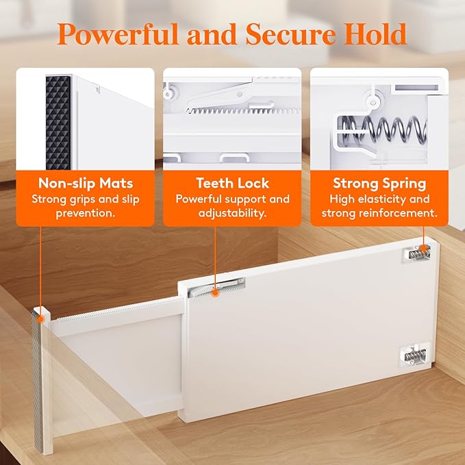 Lifewit 9 Pack 6" High Drawer Dividers 34-56cm/13.5-22" Adjustable Drawer Organizer for Clothes/Utensils, Expandable Drawer Separator in Dresser/Kitchen/Bedroom/Office Organization & Storage White - Image 4