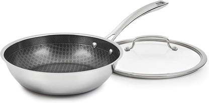 Cuisinart FusionPlus Hybrid Stainless Steel Cookware, 10.25-Inch Deep Fry Pan Skillet with Cover, PFAS-Free PURELYSEAR Ceramic Technology, Scratch Proof, Cool Grip Handles, Dishwasher Safe