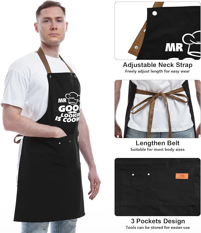 Gifts for Dad from Daughter Son, Father's Day Gifts - Birthday, Thanksgiving Gift for Dad, Manly Gift for Friends - Funny Birthday Presents for Him, Brother, Funny Cooking Apron with Pockets