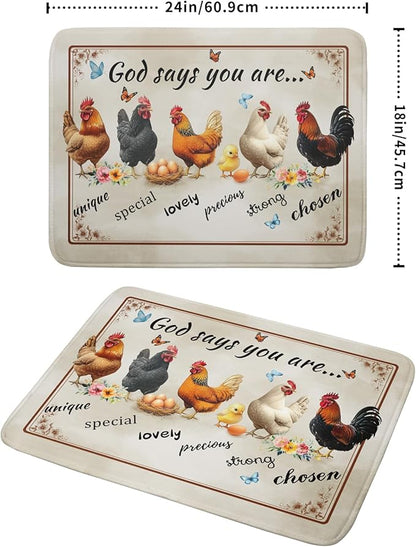 Farmhouse Rooster Dish Drying Mat - Vintage Chicken Absorbent Microfiber Dish Drying Pad for Kitchen Coffee Bar - Image 2