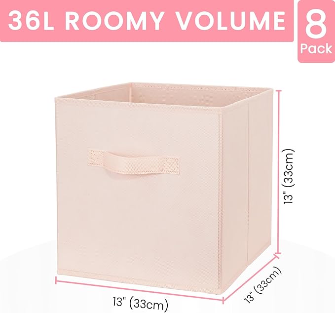 Criusia Storage Cubes - 13 Inch Heavy Duty Fabric Storage Bins for Shelves Closet Cube Organizer - 8 Pack Collapsible Cube Storage Bins Baskets for Clothes Blankets Toys - Nursery Organization - Image 2