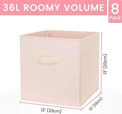 Criusia Storage Cubes - 13 Inch Heavy Duty Fabric Storage Bins for Shelves Closet Cube Organizer - 8 Pack Collapsible Cube Storage Bins Baskets for Clothes Blankets Toys - Nursery Organization - Image 2