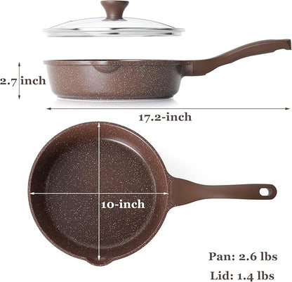 SENSARTE Nonstick Deep Frying Pan Skillet, 10-inch Saute Pan with Lid, Stay-Cool Handle, Cooking Pan, Healthy Stone Cookware Induction Compatible - Image 6