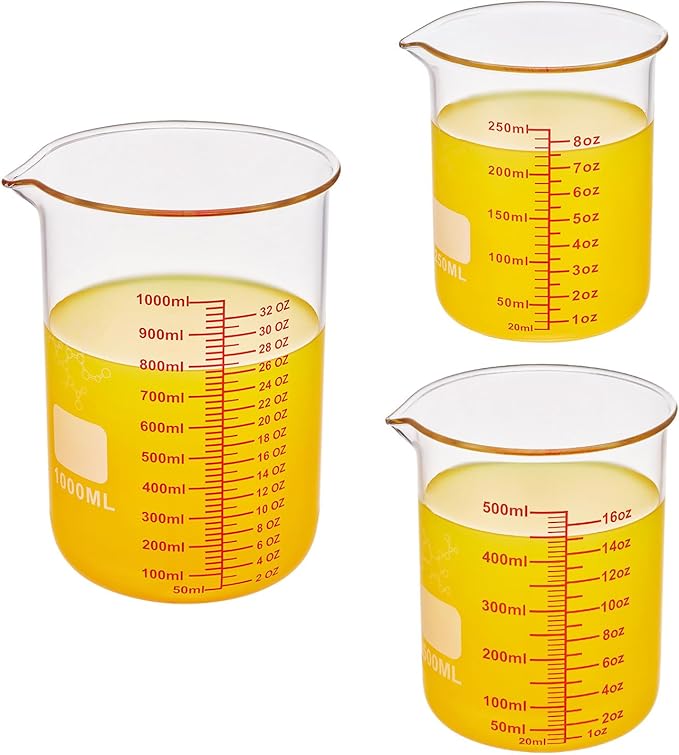 High Borosilicate Glass Measuring Cup Set-V-Shaped Spout，Includes 250ml(8OZ), 500ml(16OZ), and 1000ml(32OZ) Glass Measuring Beaker, Easy to Read - Image 9
