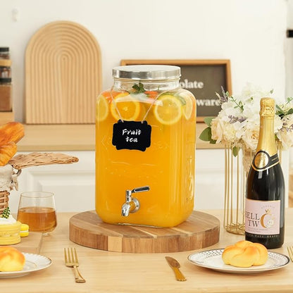 Moretoes 2 Gallon Glass Drinks Dispenser for Parties, Sun Tea Glass Jar for Outside Beverage Dispenser with Stainless Steel Spigot and Lid for Juice and Iced Tea, Pitcher - Image 8
