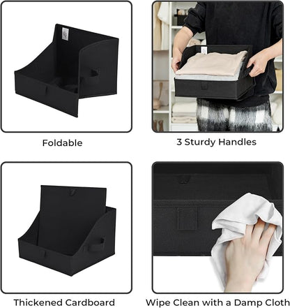 GRANNY SAYS Closet Organizer Bins, Trapezoid Storage Bin, Storage Baskets for Shelves, Collapsible Clothes Organizers and Storage, Baskets for Organizing, Black, 3-Pack