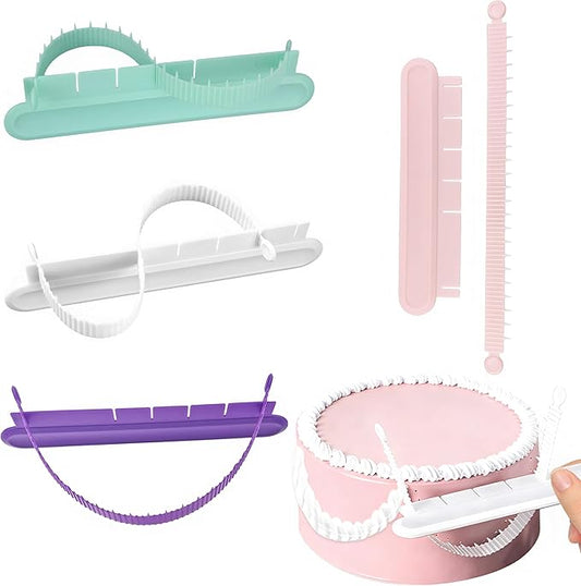 4PCS Cake Arch Guide Tool,Adjustable Fondant Cake Arc Ruler,Practical Baking Writing Swag Guide Gadgets Accessories,Decorative Marking Divider Aid,Pastry Decorating Supplies for Home Kitchen Bakeries by BADAO