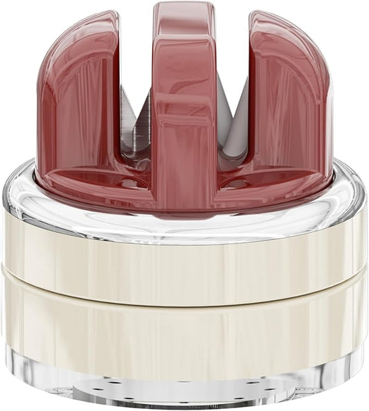 Kitchen Knife Sharpener with Suction base for Hands Free,Compact Pocket Knife Sharpeners,All-in-one Professional Knife Sharpener Tool Suitable for: Kitchen Knives,Cleaver,Fruit Knives(Red)